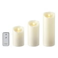thumbnail image 1 of Liown 37093 - 4.5/6/8" Ivory Vanilla Scent Wax Push Flame LED Pillar Candles with Timer and Remote (set of 3), 1 of 1