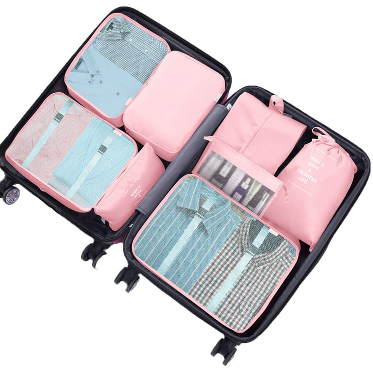 1 Set 7pcs Travel Storage Bags - Solid Color Portable Clothes Sorting  Storage Bags Including Shoe Bag, Clothes Bag, Drawstring Bag, Flat Bag And  Underwear Bag