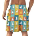 thumbnail image 2 of NICKSUN Shorts de Pyjama Amusants pour Hommes, Bas de Pyjama Courts Doux avec Poches, Color Block Chat Cartoon, m, 2 of 6