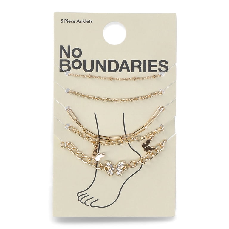 No Boundaries Butterfly Anklet Set, Gold Tone, 5-Piece photo 3