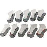 Fila Kids Boys 10-Pack Half Cushion Quarter Socks Tipped Detail - White, Boys Small Shoe Sizes 7-10