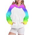 thumbnail image 1 of Bowake Vêtements d'Automne pour Femmes à Manches Longues Dégradé Chandails en Molleton Décontractés Légers Raglan avec Poche, 1 of 5