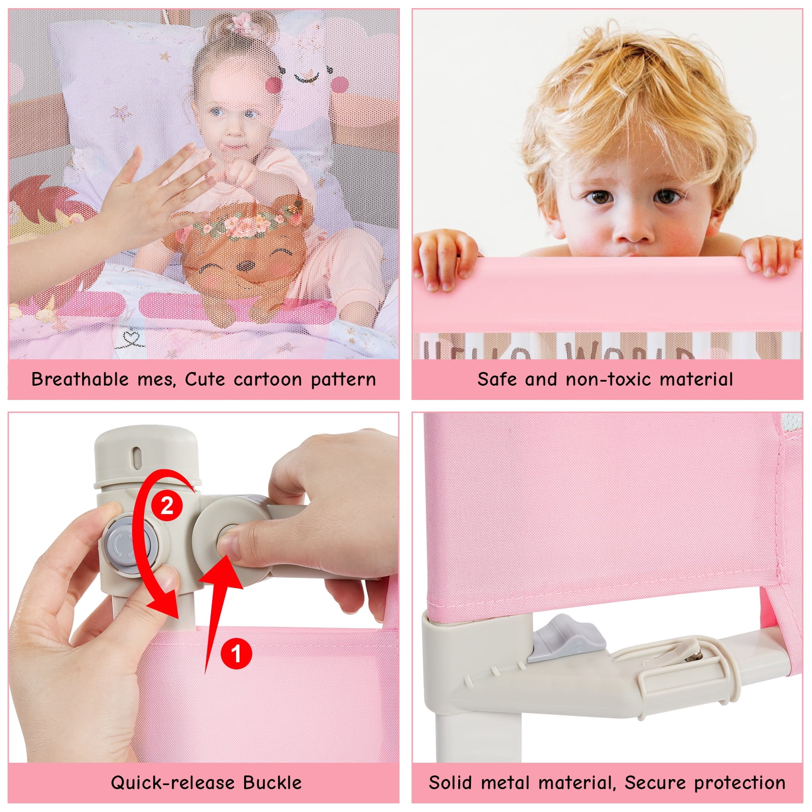 Fitnate Bed Rail for Toddlers Upgraded Bed Guard Rail Baby Boys Girls Protector