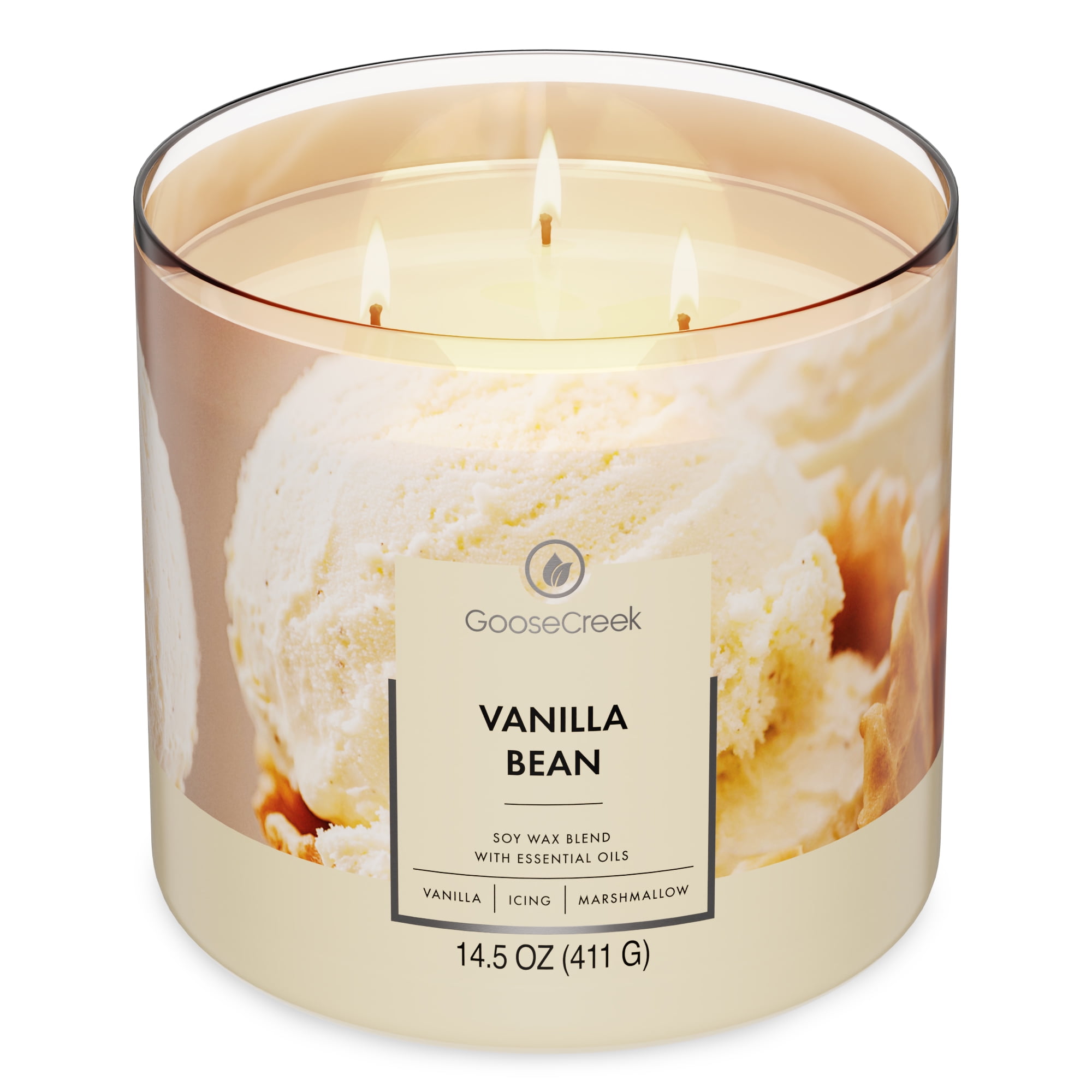 (4 pack) Goose Creek 3-Wick Vanilla Bean Scented Jar Candle, 14.5oz.