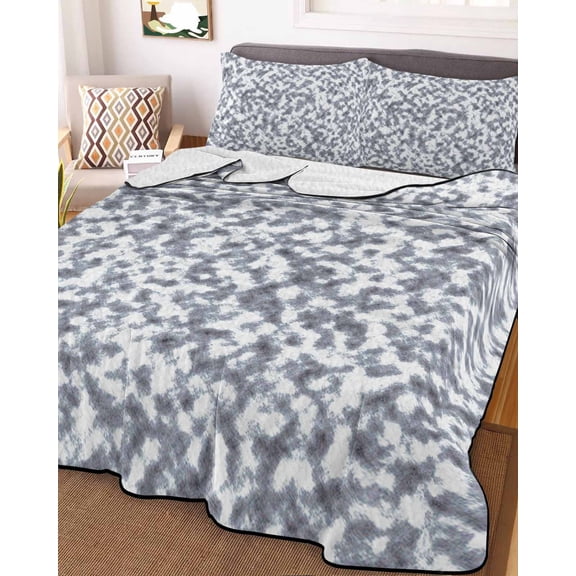 Grey White Twin Size Down Alternative Comforter, Lightweight Comforter Quilt Bedding Set with Pillow Shams Modern Geometric Gray Ombre Abstract Art All Seasons Bed Comforter Duvet Insert 68"x86"