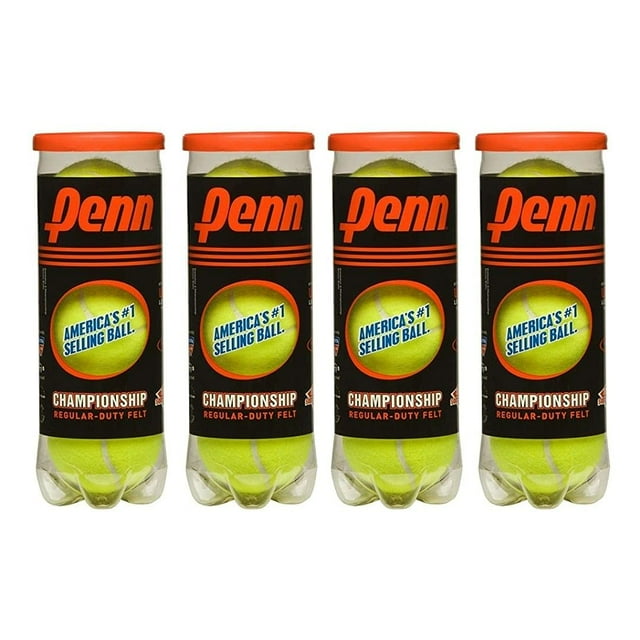 Pelotas de tenis PENN Championship de uso regular, paquete de 4 latas
