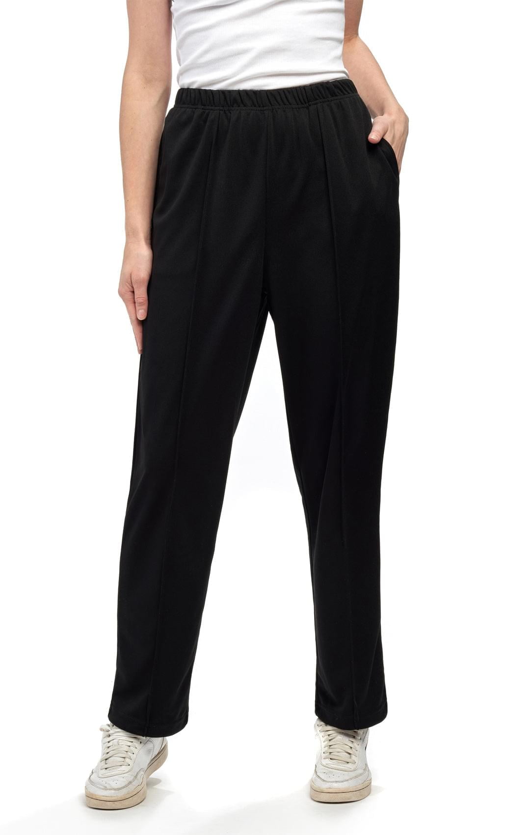 Women's Classic Poly Knit Pants - Pull On Slacks with Elastic Waist for ...
