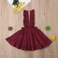 thumbnail image 5 of Douhoow Toddler Girls Ruffle Suspender Skirt Solid Color Sleeveless Backless Dress, 5 of 9