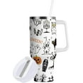thumbnail image 2 of 30 oz Tumbler with Handle Lid and Straw Insulated Water Tumbler Stainless Steel Water Cup Mug Bottle Reusable Cup Holder Friendly Happy Halloween, 2 of 6