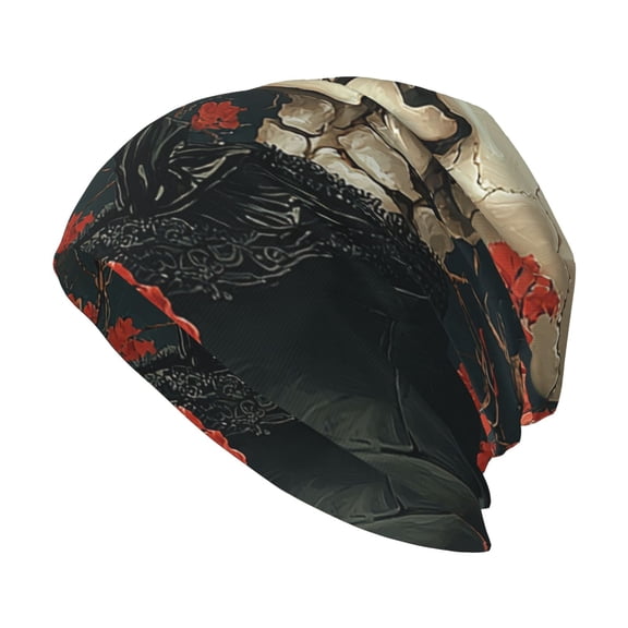 Skull Beanie Cap Slouchy Knit Hat Headwear Warm for Men Women , Gothic Skull Couple