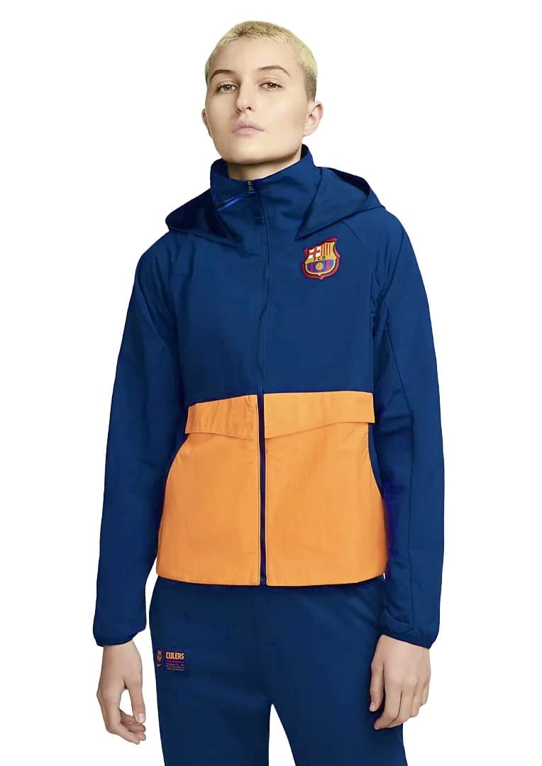 NIKE FC Barcelona AWF Women's Soccer Jacket, Blue Void/Vivid Orange/Black  (as1, alpha, m, regular, regular, MEDIUM) | Walmart Canada