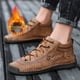 thumbnail image 5 of Botas cortas de punta alta hechas a mano para hombre, botas para exteriores con forro polar, talla grande, 5 of 6