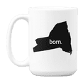 thumbnail image 1 of New York Born & NY USA State Map Outline, US Citizen Coffee & Tea Mug Cup (15oz), 1 of 3