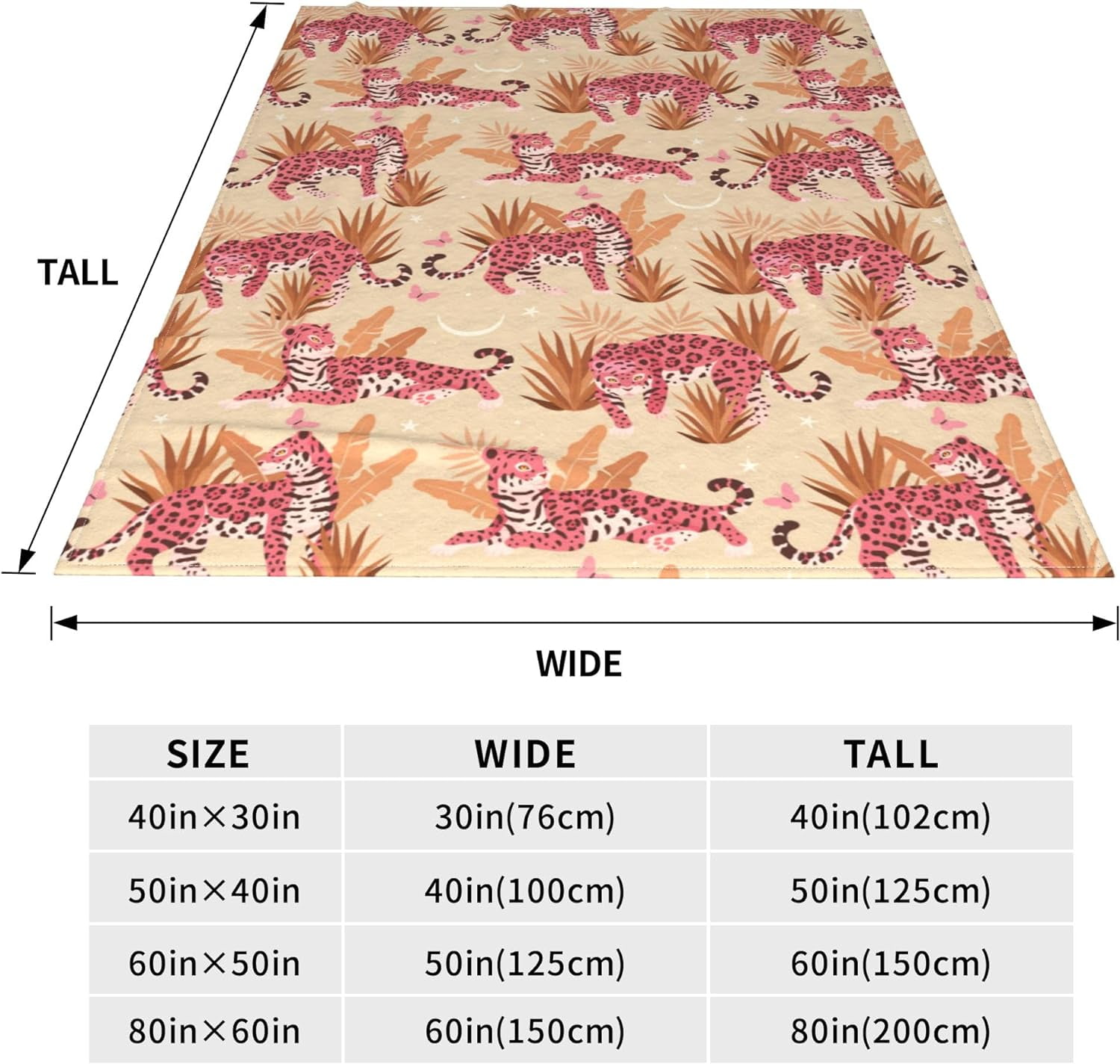 Cheetah Print Gifts Blanket for Women Pink Tropical Leaves Flannel Throw Blankets Lightweight Super Soft Cozy Couch Bed Living Room Travel Christmas Birthday Decor for Girl Adult 60"x 80"