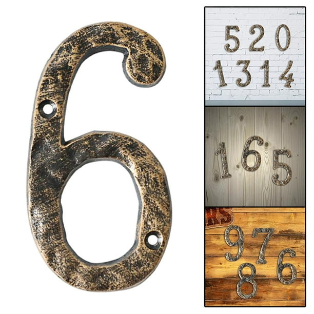 Números de casa, manualidades de bricolaje, protección única contra la oxidación rústica con número de dirección de puerta de tornillo para el letrero , 6 B-6 BLESIY Número de casa