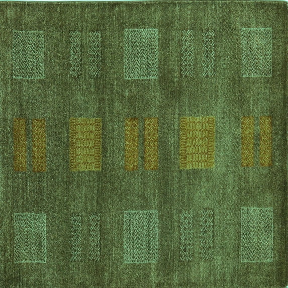 Ahgly Company Machine Washable Indoor Square Abstract Turquoise Blue Modern Area Rugs, 6' Square
