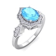 thumbnail image 2 of SuperJeweler 1 1/2 Carat Oval Shape Blue Topaz and Halo Diamond Ring In Sterling Silver For Women, 2 of 6