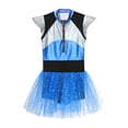 thumbnail image 3 of Yartina Kids Girls Halloween Alien Costume Sequins Ballet Leotard Dance Tutu Dress Carnival Party Blue 6, 3 of 7