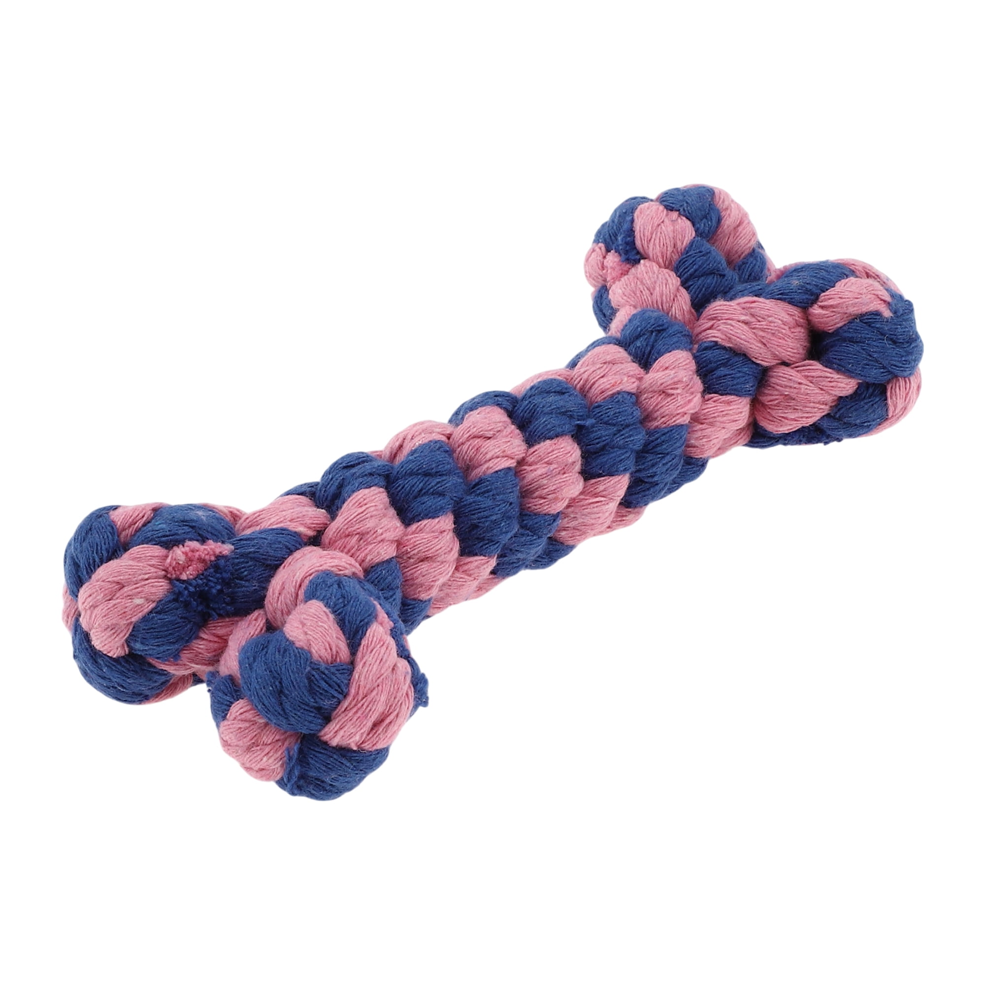 Unique Bargains Durable Cotton Teeth Cleaning Bone Shape Dog Chew Rope Pink Blue