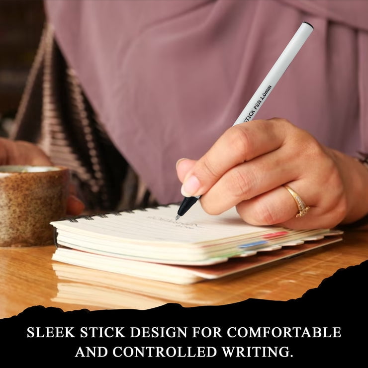 Three Leaf 144 Ct. Black Stick Ball Point Pen, Pack Of 1, Round Barrel For Writing Comfort, Smooth Writing For Office