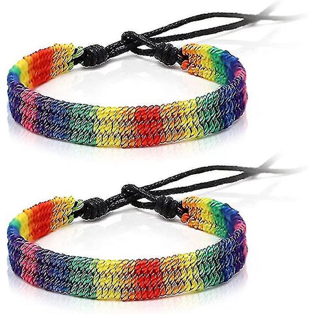 Pulsera Pulsera De Arco Iris Gay Colgantes Relación Pulsera De Amor De Arco Iris Pulsera De Hilo De Amistad Trenzada Tejida Ajustable Pulsera para Gay & Le