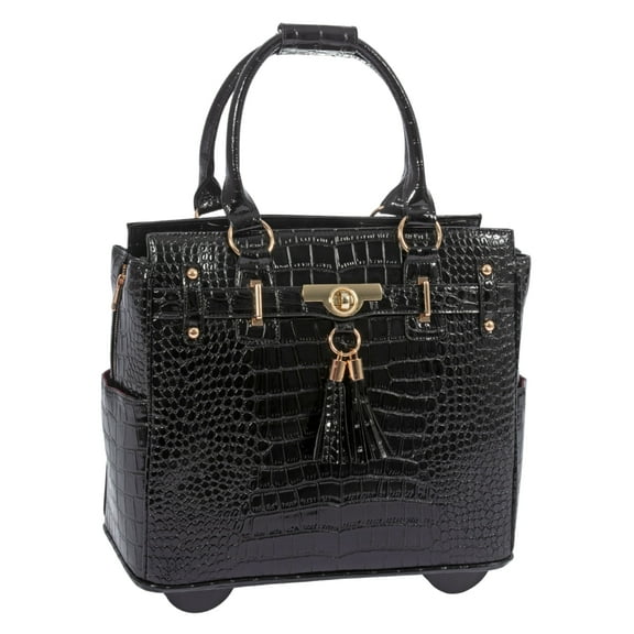 The Cosmopolitan Rolling Laptop Bag for Women | Designer Wheeled Briefcase | Fits 13-17" Laptops | Office Travel Computer Case | JKM & Company