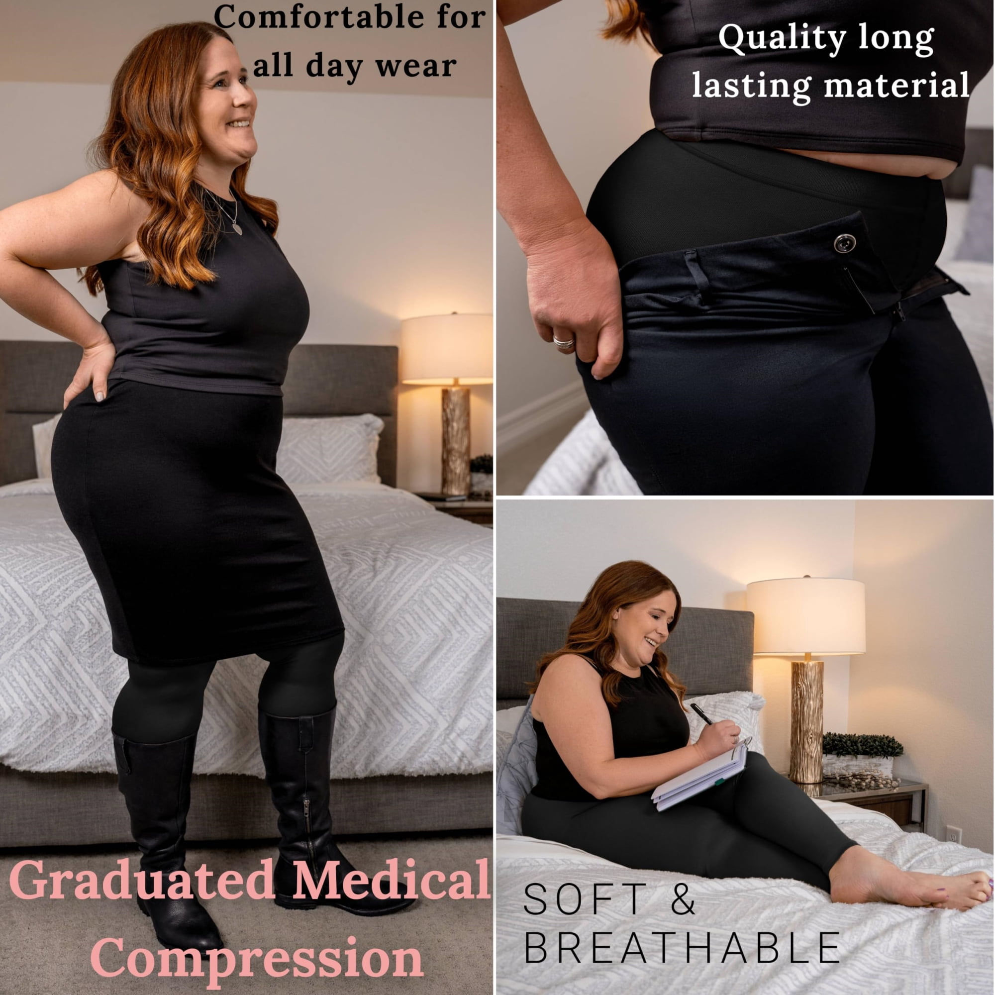 Plus Size Medical Compression Leggings 20-30mmHg - Black, 5XL - image 3