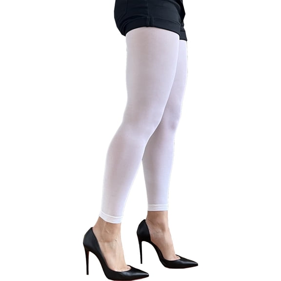 White Opaque Footless Tights for Women