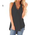 thumbnail image 1 of Camisa Sin Mangas Gasa Mujer Top Con Cuello En V Paño De Verano Suelto, Negro, S Advancent AP002127-11, 1 of 3