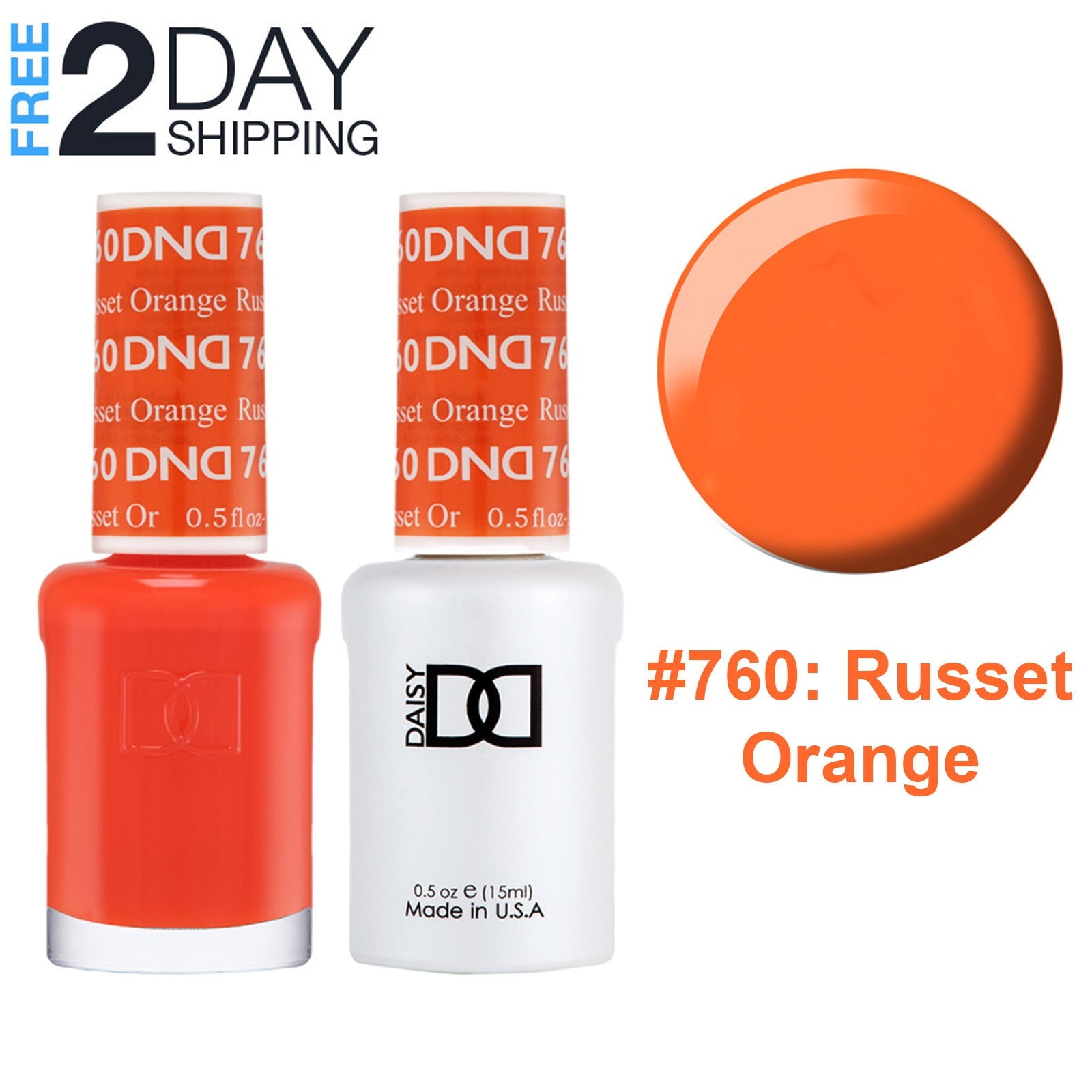 DND Gel Nail Polish & Nail Lacquer Set Soak Off Duo Set 760 Russet