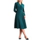 thumbnail image 2 of Vestido midi plisado de mujer con solapa de pico, cuello envolvente, manga larga y corte A en verde y azul, 2 of 5