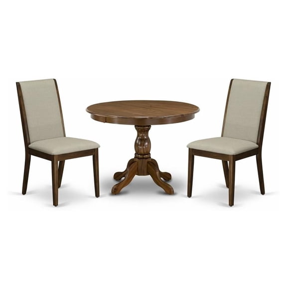 East West Furniture Hartland 3-piece Wood Dining Table Set in Walnut