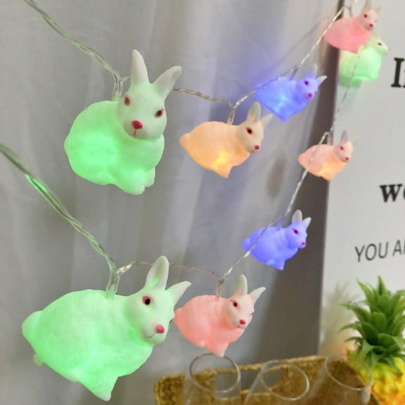 Animal Shape White Rabbit Night Light Battery Operated Colorful LED String Lights Boys Girls Room Colorful Fairy Lights Rabbit Decor Lights