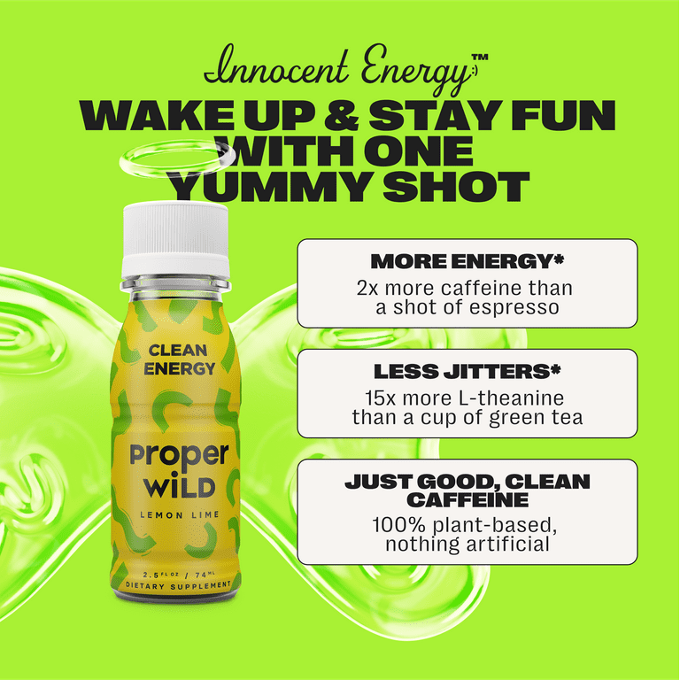 Proper Wild, Natural Clean Energy Shots, Caffeine & L-Theanine