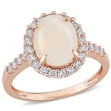 Opal and 0.36 CT. T.W. Diamond Halo Engagement Ring in 14K Gold