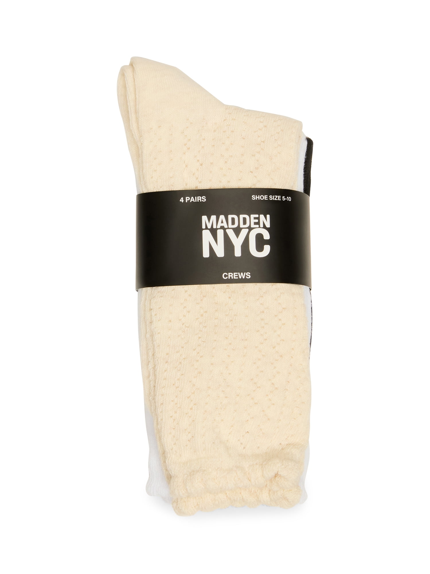 Madden NYC Women's Crew Socks, 4-Pack, Fits Shoe Size 5-10