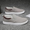 thumbnail image 4 of Dakaela Mens Slip on Sneakers Canvas Casual Dressy Work Loafers Low Top Walking Flats Shoes Grey 8.5, 4 of 7