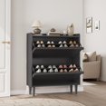 thumbnail image 7 of Shoe Cabinet with 2 Flip Drawers, Wooden Shoe Organizer Cabinet with Adjustable Shelf, Shoe Storage for Entryway, Hidden Shoe Cabinet for Hallway, Living Room, Black, 7 of 7