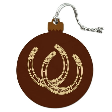 Horseshoe Lucky Double Cowboy Brown Wood Christmas Tree Holiday