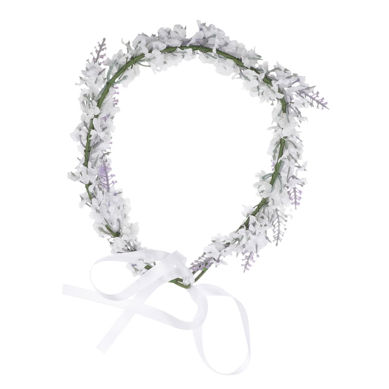 MLINS Elegant White Floral Headband with Lavender Flower  display picture 2