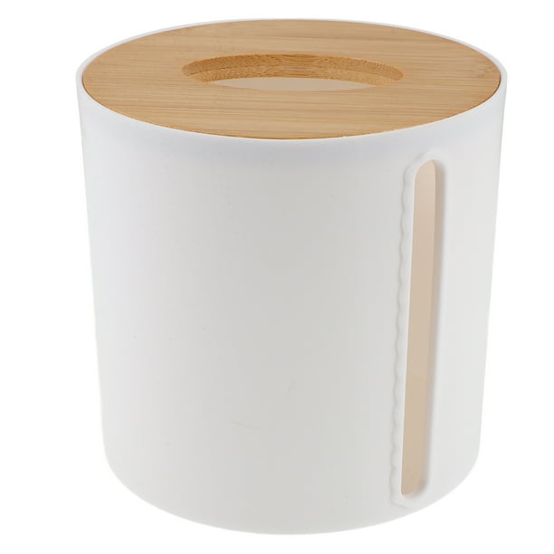 Dispensador de papel higiénico con tapa y soporte para rollo de papel.