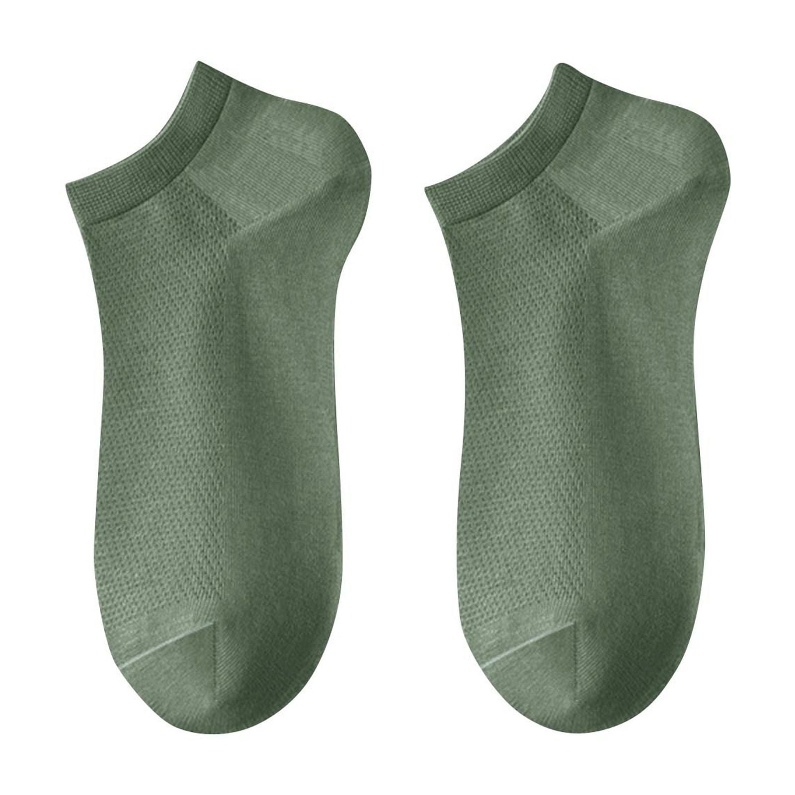 Dolkfu Socks Mens Low-Cut Green Thin Ankle Socks Men's Wicking 5 Pairs Athletic Socks
