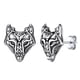 thumbnail image 1 of Pendientes de botón Silvora Cabeza de lobo plata de ley nudo celta, 1 of 6