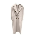 thumbnail image 6 of Lovskoo Womens Winter Coats Double Breasted Pea Coat Solid Color Lapel Pocket Button Long Woolen Coat Jacket Cardigan Jacket Trench Coat Overcoat White, 6 of 7
