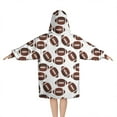 thumbnail image 2 of Brown Footballs Repeat Pattern Blanket Hoodies for Kids 6-13YR Oversize Wearable Blanket Hoodies for Boys Girls Teens, 2 of 7
