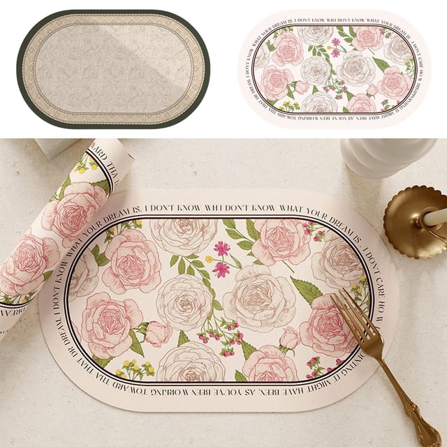 Sentmoon Luxury Premium Oval Western-Style Placemats Oil-Proof, Waterproof, and Heat-Resistant Durable American Table Mats for Dining Room and Kitchen Protection Limited-Time Clea-rance Savings