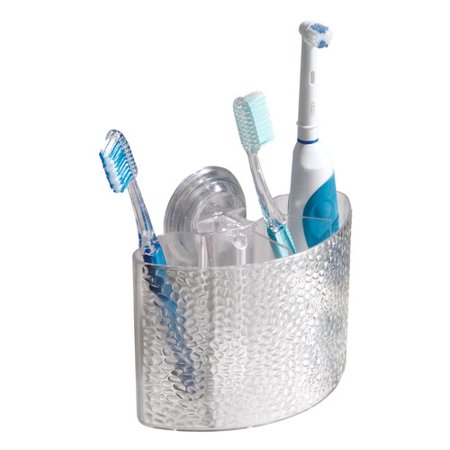 - InterDesign Rain Power Lock Suction, Toothbrush Holder for Bathroom Mirror, Shower, Clear