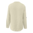 thumbnail image 3 of DuoJiaJ Women Solid Casual Button V Neck Pocket Long Sleeve T Shirt Top Women's Linen Shirts White XL, 3 of 4