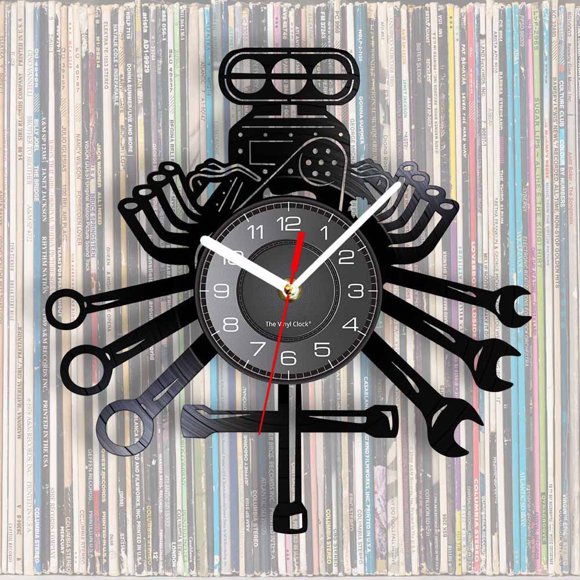 Dvkptbk Creative Clock Horloge Murale en Vinyle pour Réparation Auto Horloge Murale Stylisée Décoration Maison