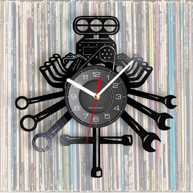 Dvkptbk Creative Clock Horloge Murale en Vinyle pour Réparation Auto Horloge Murale Stylisée Décoration Maison